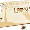 Rustics Wooden Guest Book Wedding Reception Hardcover Guest Book Sign Signature Book Wood Album for Wedding Parties