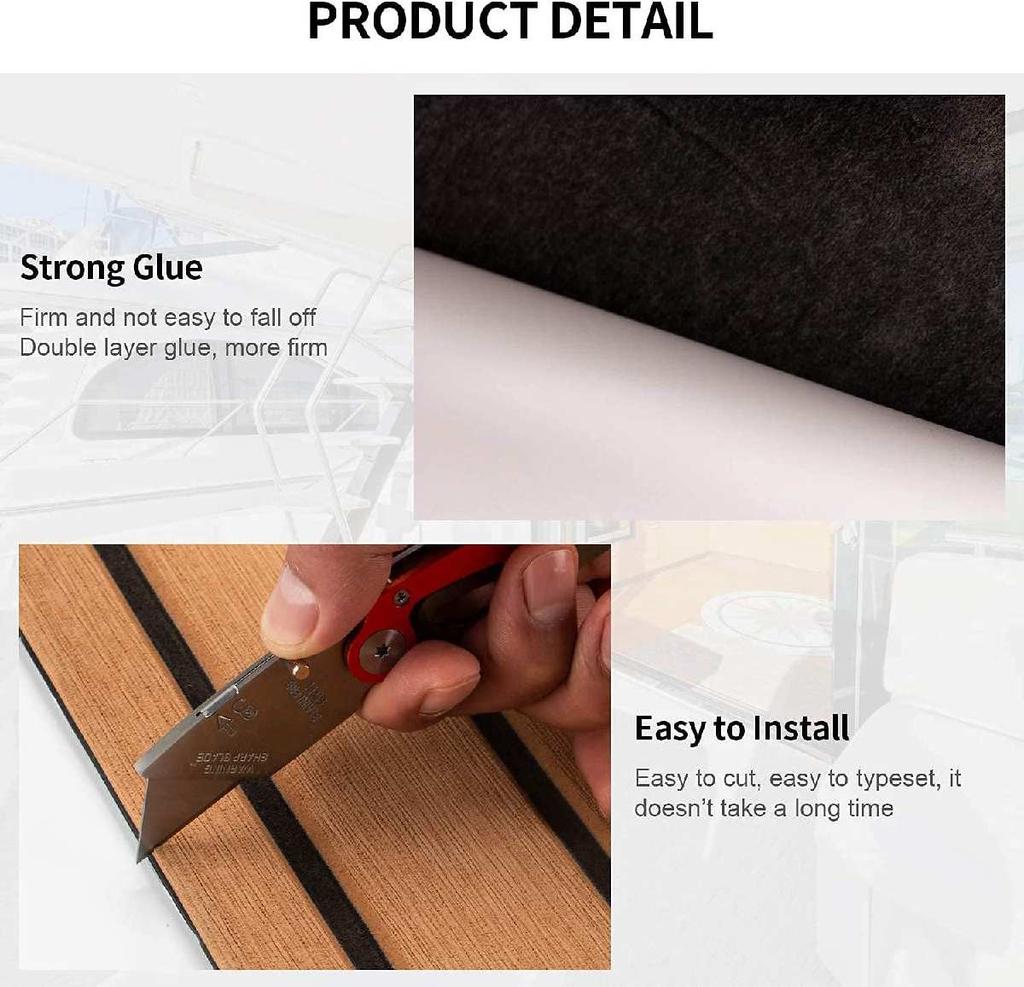 Self-Adhesive 600x2400x5mm Foam Teak Decking EVA Foam Marine Flooring Boat Decking Sheet Accessories Marine Brown Black