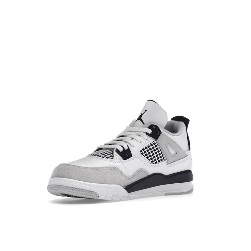 Детские кроссовки Air Jordan 4 Retro PS в стиле милитари, черные, белые, нейтрально-серые, BQ7669-111