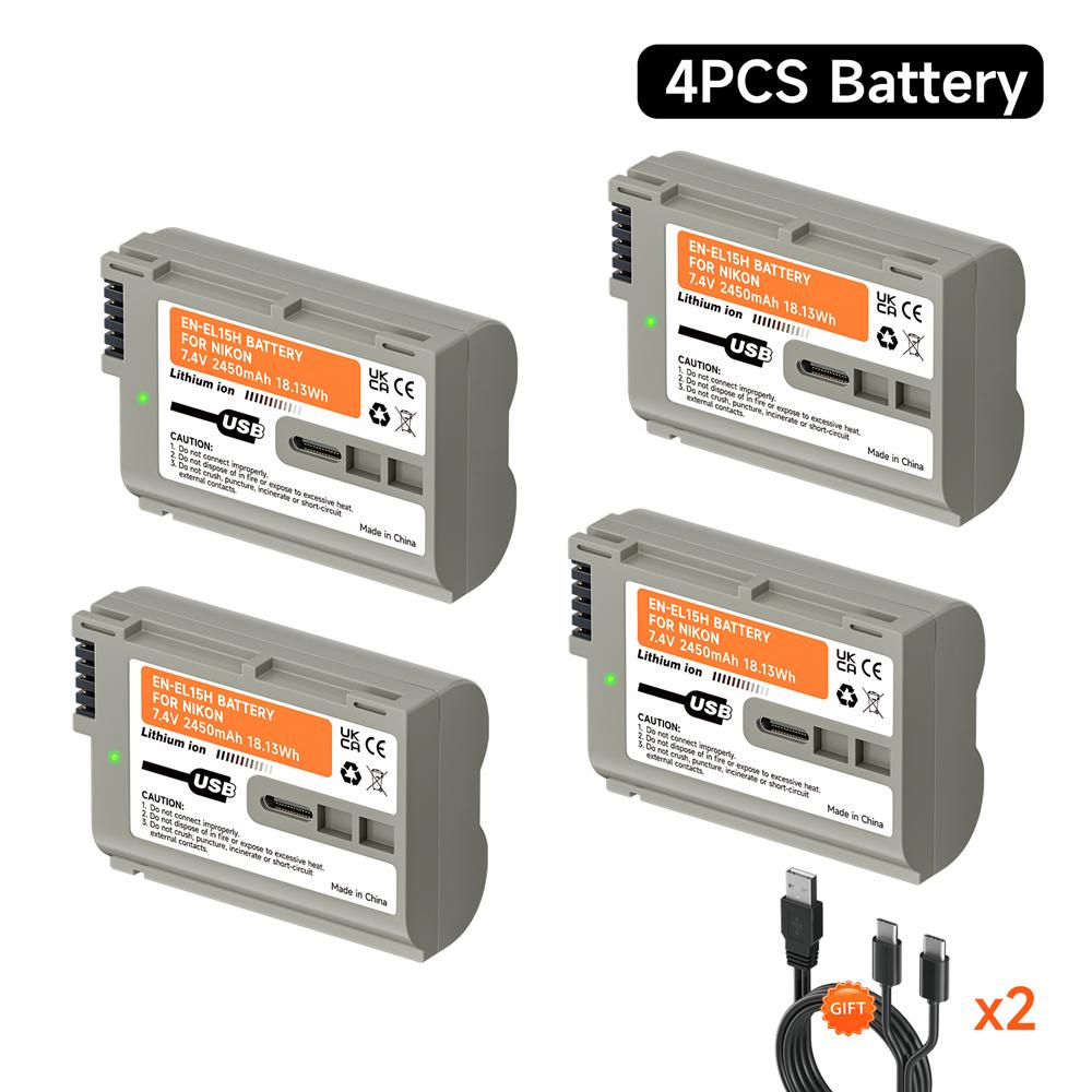 2450 мАч EN EL15 EN-EL15 для камеры Nikon, аккумулятор en el15 USB EN-EL15B, аккумулятор для Nikon D500 D610 D750 D7000 D7200 D7500 D600 Z5