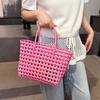 New Hollow Woven Bag Handbag Vegetable Basket Vacation Leisure Beach Bag Handbag Shopping Bath Basket