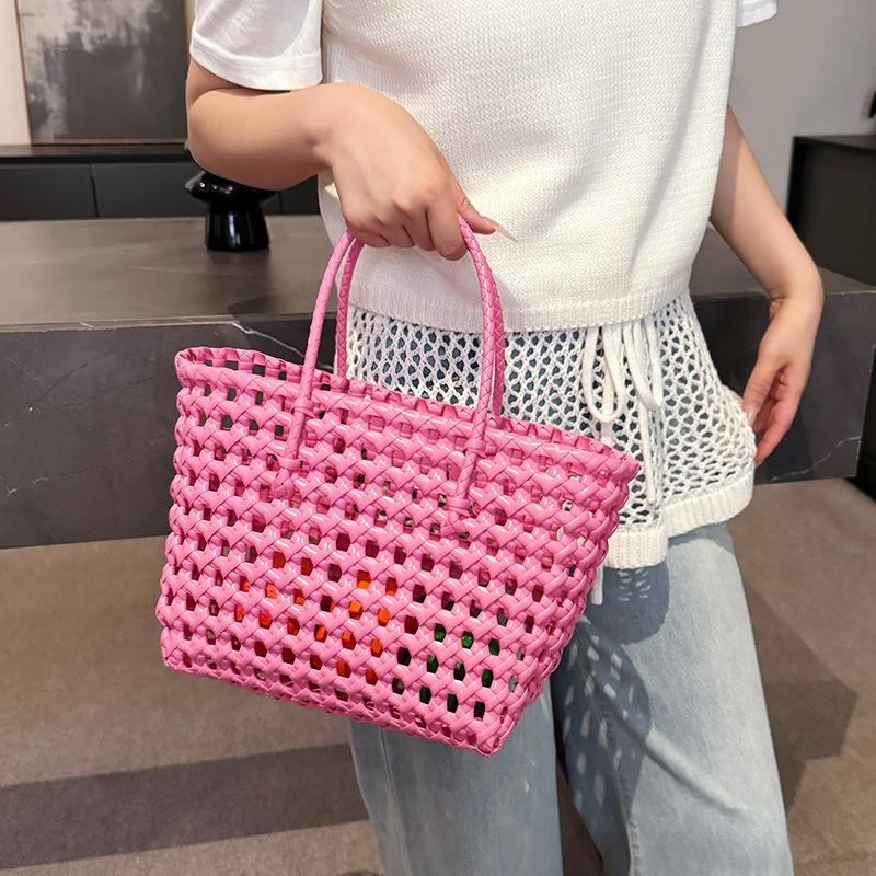 New Hollow Woven Bag Handbag Vegetable Basket Vacation Leisure Beach Bag Handbag Shopping Bath Basket