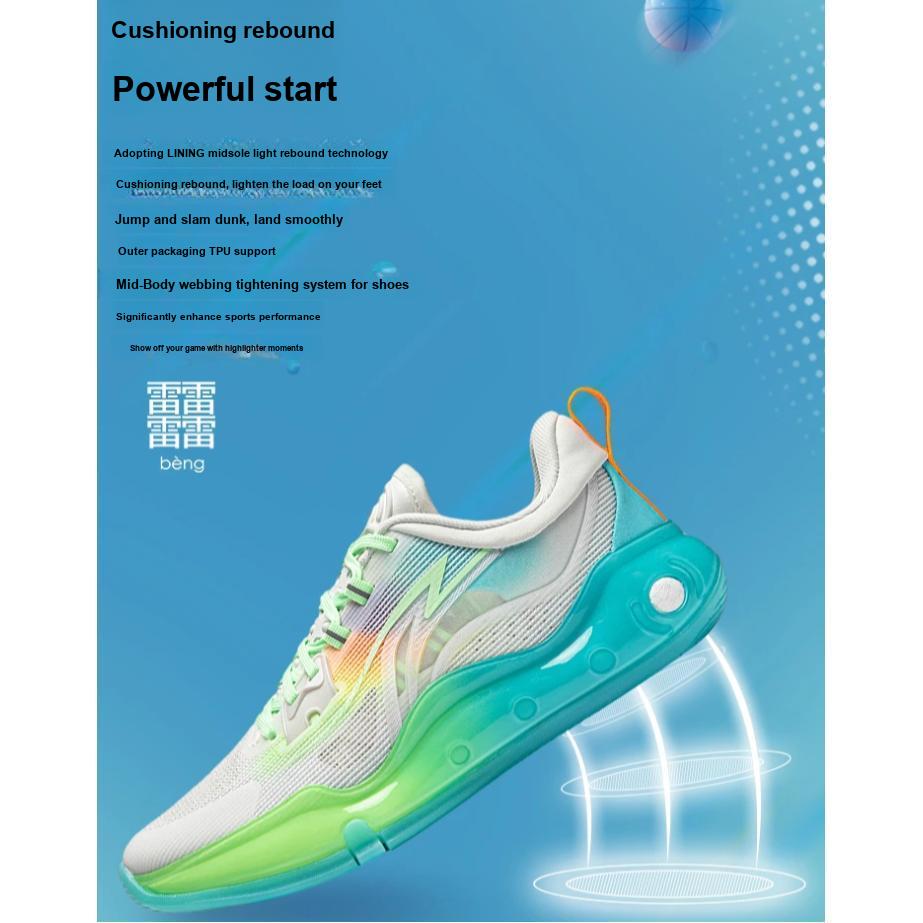 Баскетбольные кроссовки Li Ning Premium 4.0 с легкими дышащими светоотражающими подошвами и отскоком, детские кроссовки светло-серо-синего цвета YKBU016-1