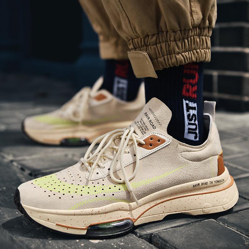 Четыре сезона Первый слой Бархатная Коровья кожа Низкие Кроссовки с Воздушной Подушкой Для Пары Спортивные Беговые Обувь Дышащие Большого Размера Повседневные Обувь