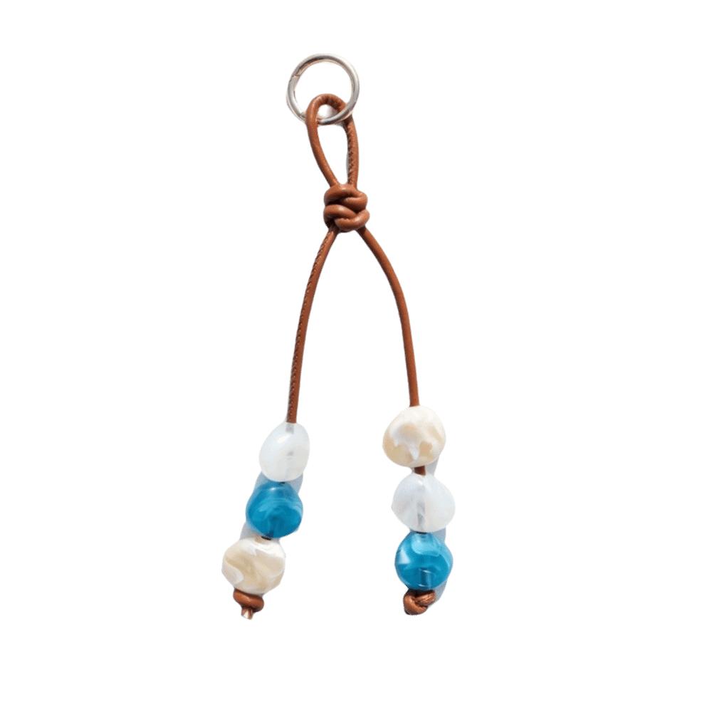Cord Resin Beaded Keychain Lightweight Key Pendant Vintage Braided Keyring Office