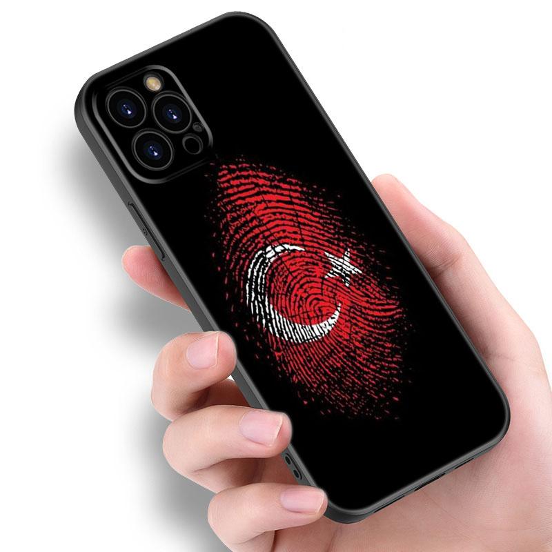 Turkey Turkish Flag Black Silicone Phone Case For Apple iPhone 12 13 Mini 11 14 15 Pro Max 7 8 Plus X XR XS SE 2020 2022
