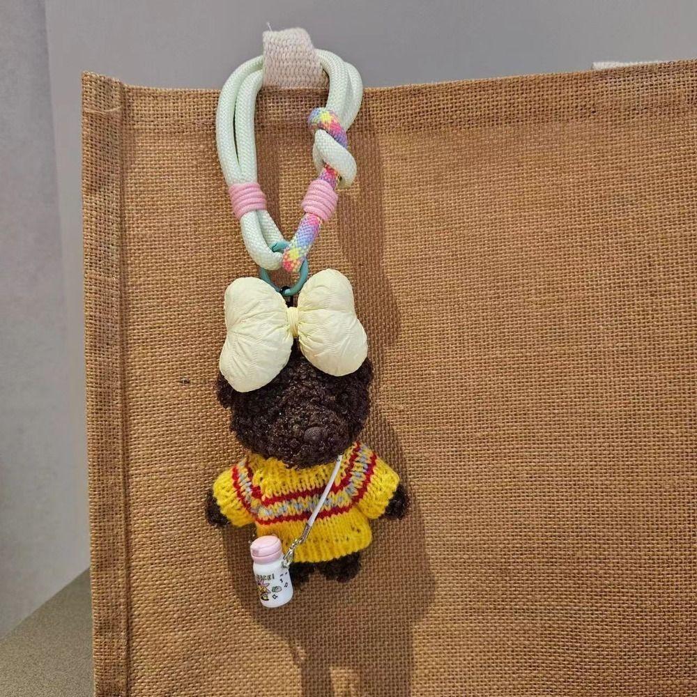 Cartoon Cute Bear Pendant Handmade Car Key Ring Creative Plush Doll Keychain  Couple