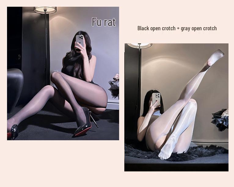 Ультратонкие черные чулки с открытой промежностью - Легко рвутся, Соблазнительные, и Гладкий шелк против зацепок для женщин