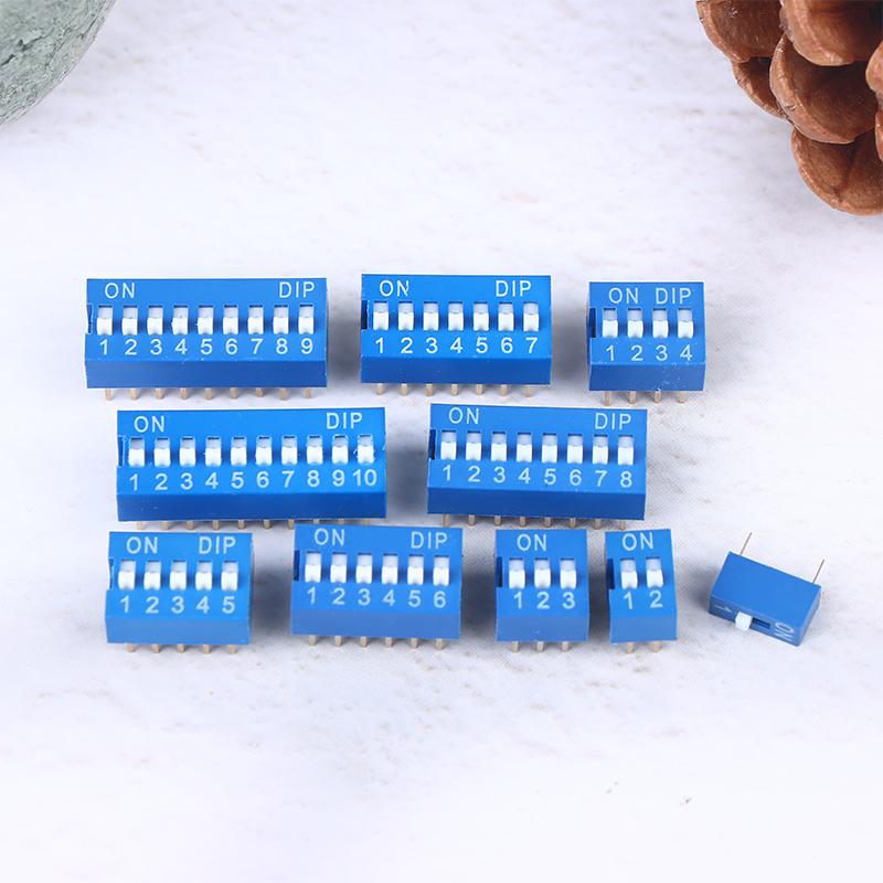10Pcs Slide Type Switch Module 1 2 3 4 5 6 7 8 10Pin Dip Switch Kit 2.54Mm Toggle Switch Blue Snap Switches