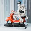Skeleton Couple Figurine Resin Skeleton Couple Riding Motorcycle Sculpture Gothic