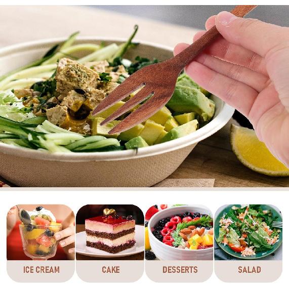 Cabilock Salad Mixing Fork Wood Salad Servers Long Handle Cooking Fork Wooden Kitchen Utensils for Salad BBQ Dessert Vegetable