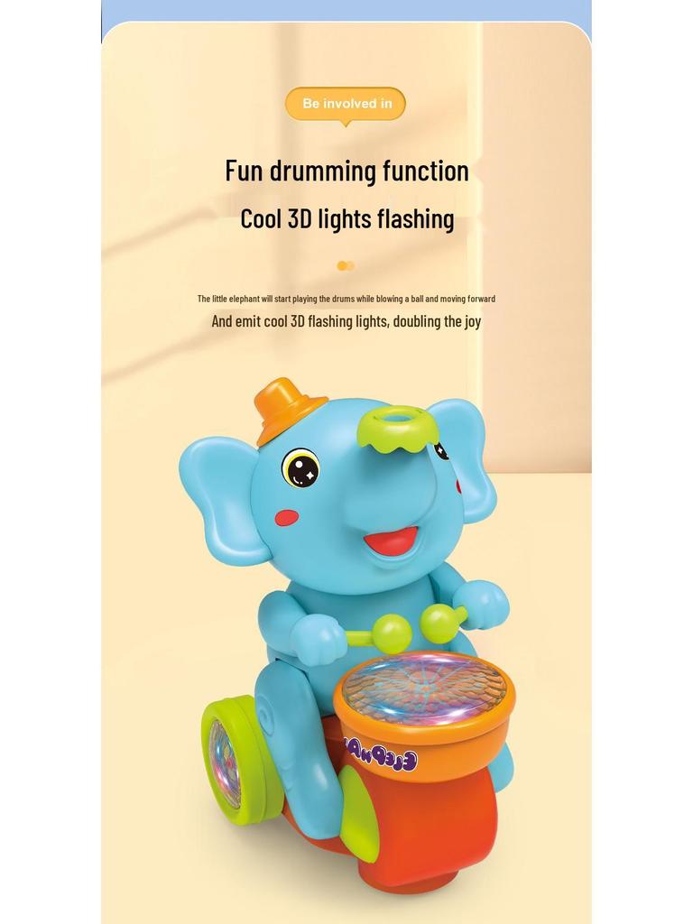 Musical Elephant Toy Motorcycle with Lights & Hovering Ball