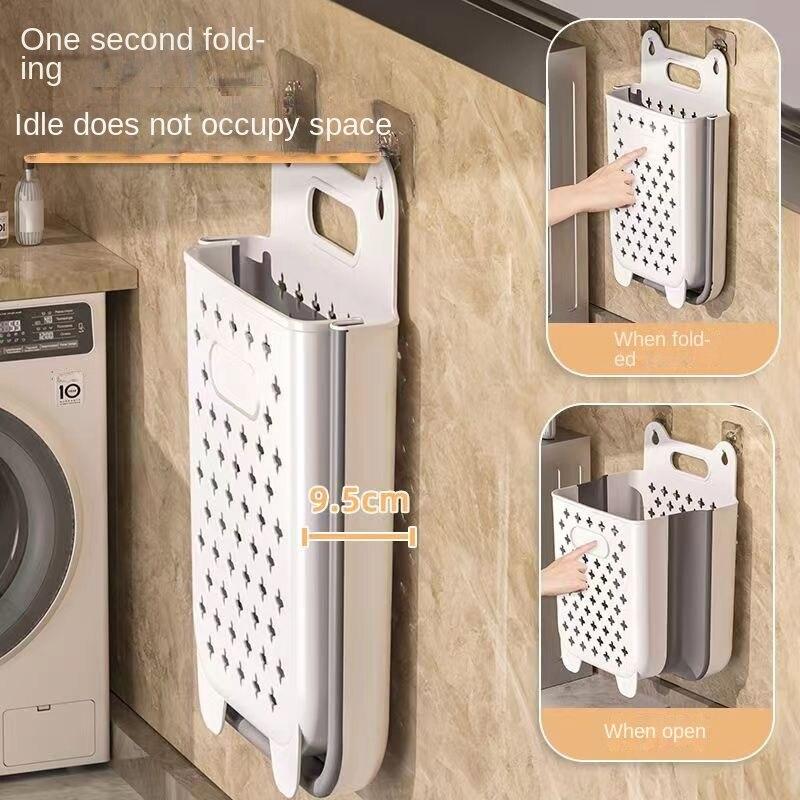 Корзину для грязной одежды можно сложить и повесить на стену без пробивания домашней ванной, нижнего белья, корзина для белья