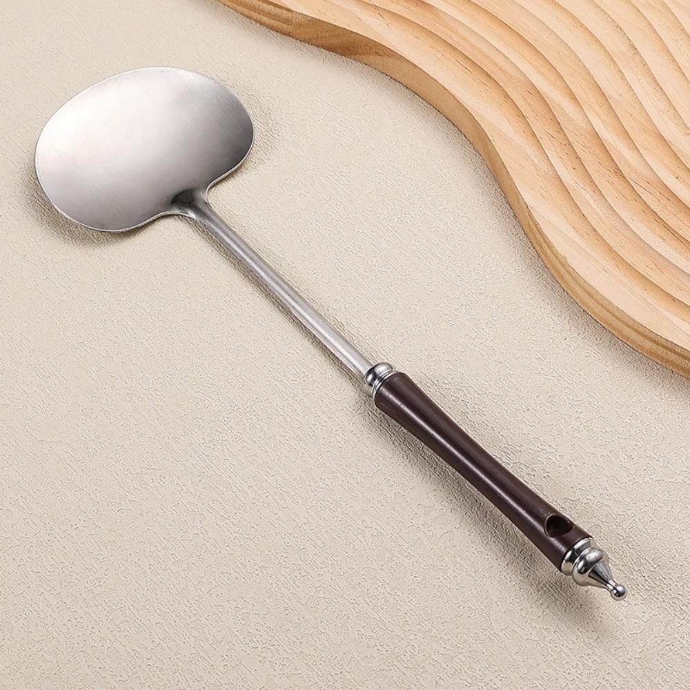 Stainless Steel Wok Spatula Wooden Handle Mushroom Shovel Kitchen Accessories Essentials
