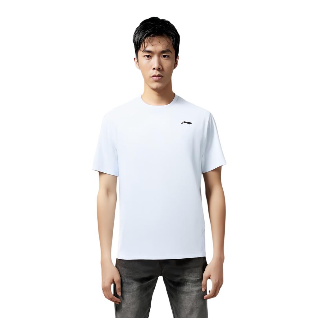 Li-Ning Удобная спортивная повседневная простая охлаждающая футболка мужская топы васильковый ATSV333-4