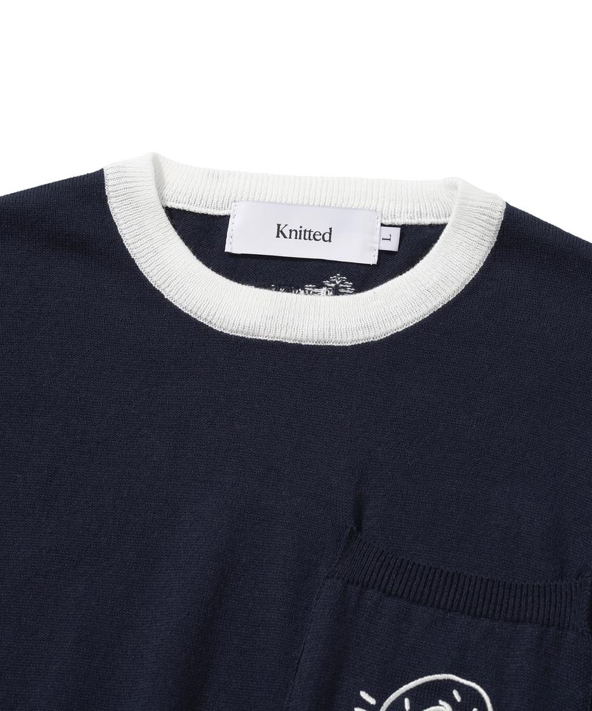 KNITTED Donut Pocket Round Knit Navy
