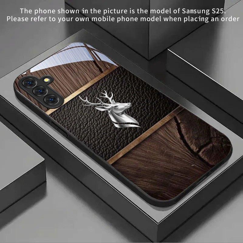 Luxury Wood Grain Deer Phone Case for Samsung Galaxy S26 S25 S24 S23 S22 S21 FE Ultra Plus Fashion Phone Cases Carcasa Fundas