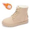 Женские зимние снежные ботинки Теплые на шнуровке Женские хлопковые ботинки Меховые замшевые ботильоны Нескользящие Удобные ботинки с высоким берцем Botas Mujer