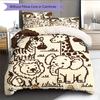 Custom Name,Cute Safari Animal Series Pattern Bedding Home Decoration Birthday Gift ( 1 duvet cover + 2 pillowcase, without core),fan merchandise.