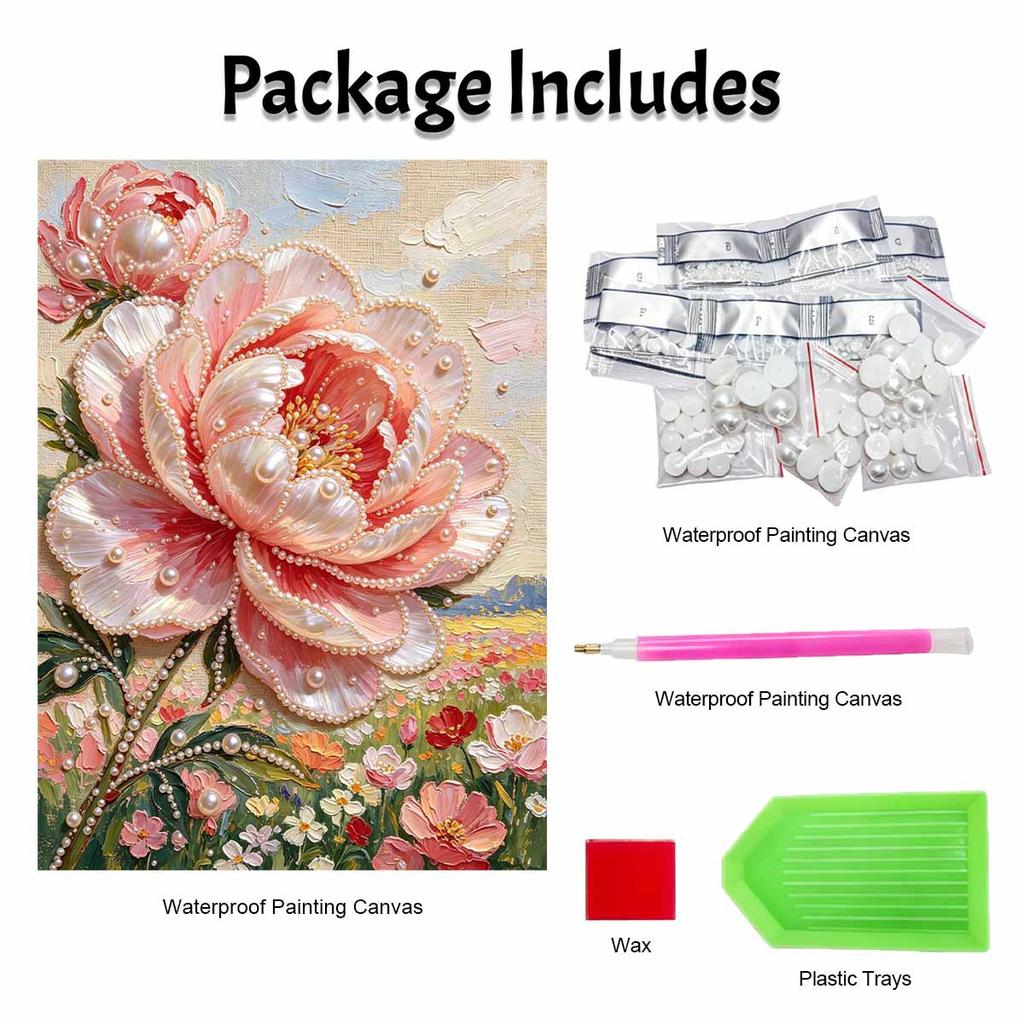 Pearl painting kit peony flower artistic handmade diy home decoration painting