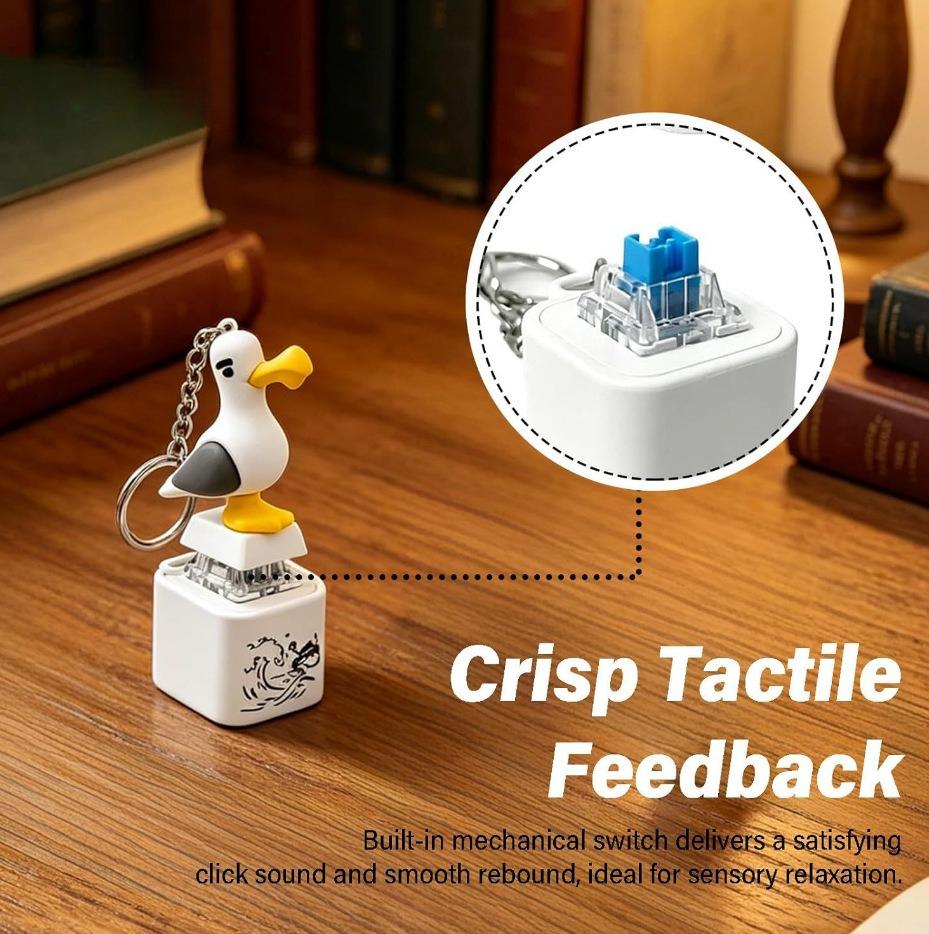 Creative Seagull Bird Keychain Luminous Sound Button Clicker Fidget Stress Relief Type-C Rechargeable Gift