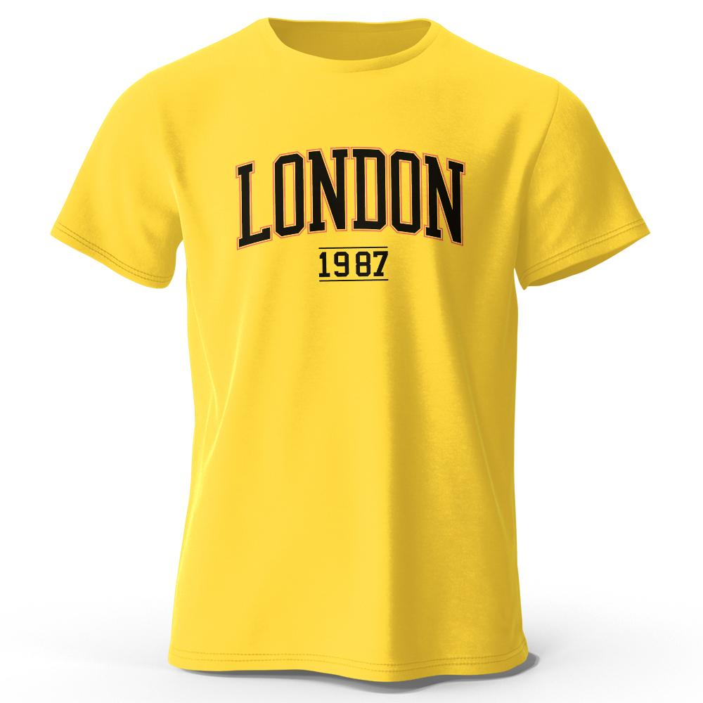 Мужская футболка London 1987 Vintage Sport 100% хлопок с принтом, свободные футболки для мужчин и женщин, спортивная одежда, топы