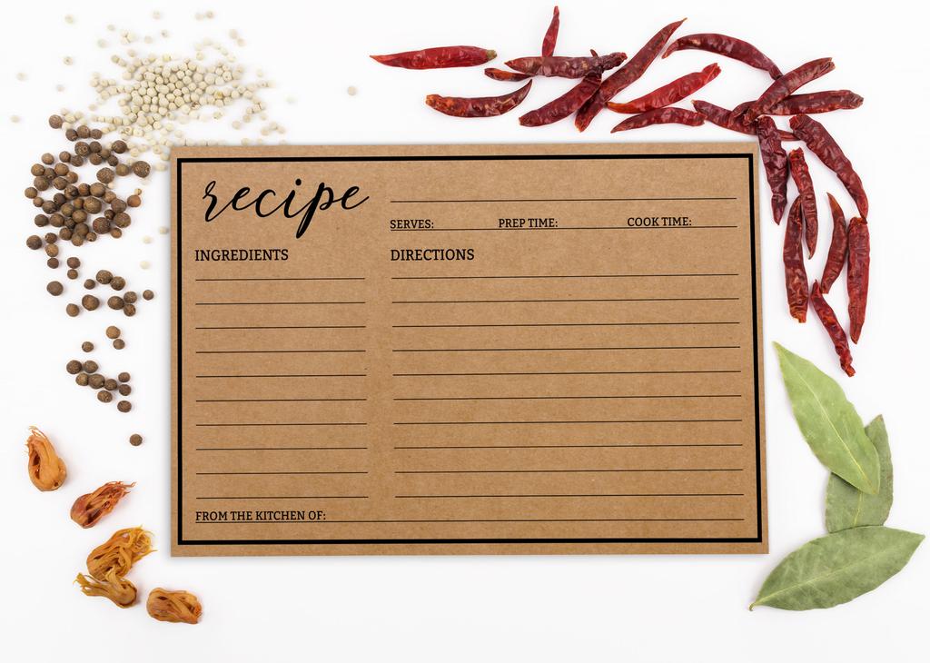 Inkdotpot Карточка с рецептом 6x4 дюйма, односторонние карточки с рецептами, классические карточки с рецептами из крафт-бумаги, для свадьбы, девичника, детского праздника — упаковка