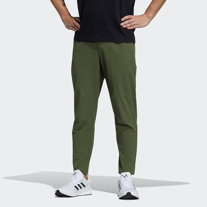 adidas Брюки из тканого материала для бега, мужские, армейско-зеленые, GP0954