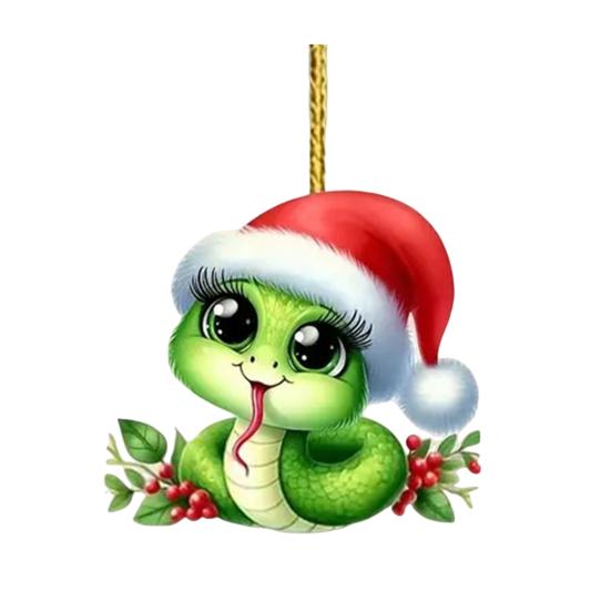 Украшение в виде змеи, мультяшная змея, подвесное украшение на рождественскую елку, красочная акриловая змея, аксессуар для заднего вида автомобиля для праздничного декора
