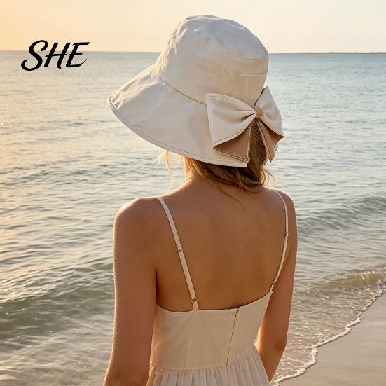 Travel Sun Hat Women Summer Hat, Back Bowknot Fisherman Wide Brim UV Protection Bucket for Outdoor Hiking Fishing Beach Use Breathable
