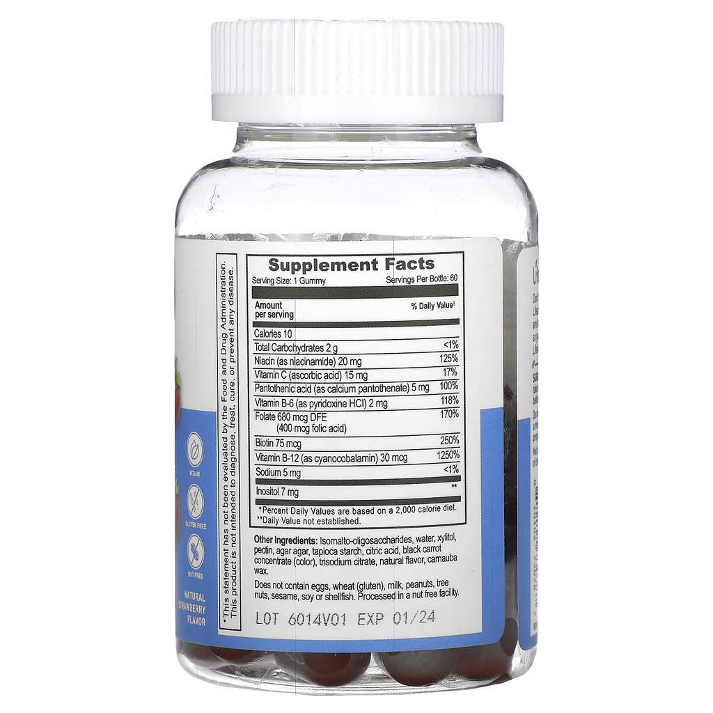 B Complex + Vitamin C Gummies, Sugar Free, Natural Strawberry Flavor, 60 Gummies