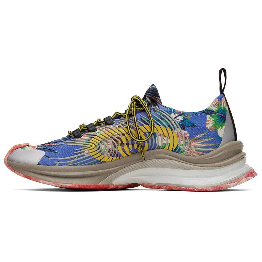 GUCCI RUN Fabric Abrasion Resistant Abrasion Resistant Low top Casual Shoes Men's Blue Yellow 698561 UZI10 8470