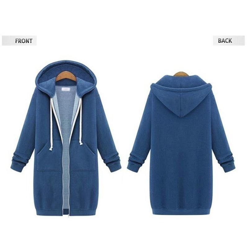 Женские длинные толстовки с капюшоном, пальто, повседневная верхняя одежда с карманами на молнии, куртка