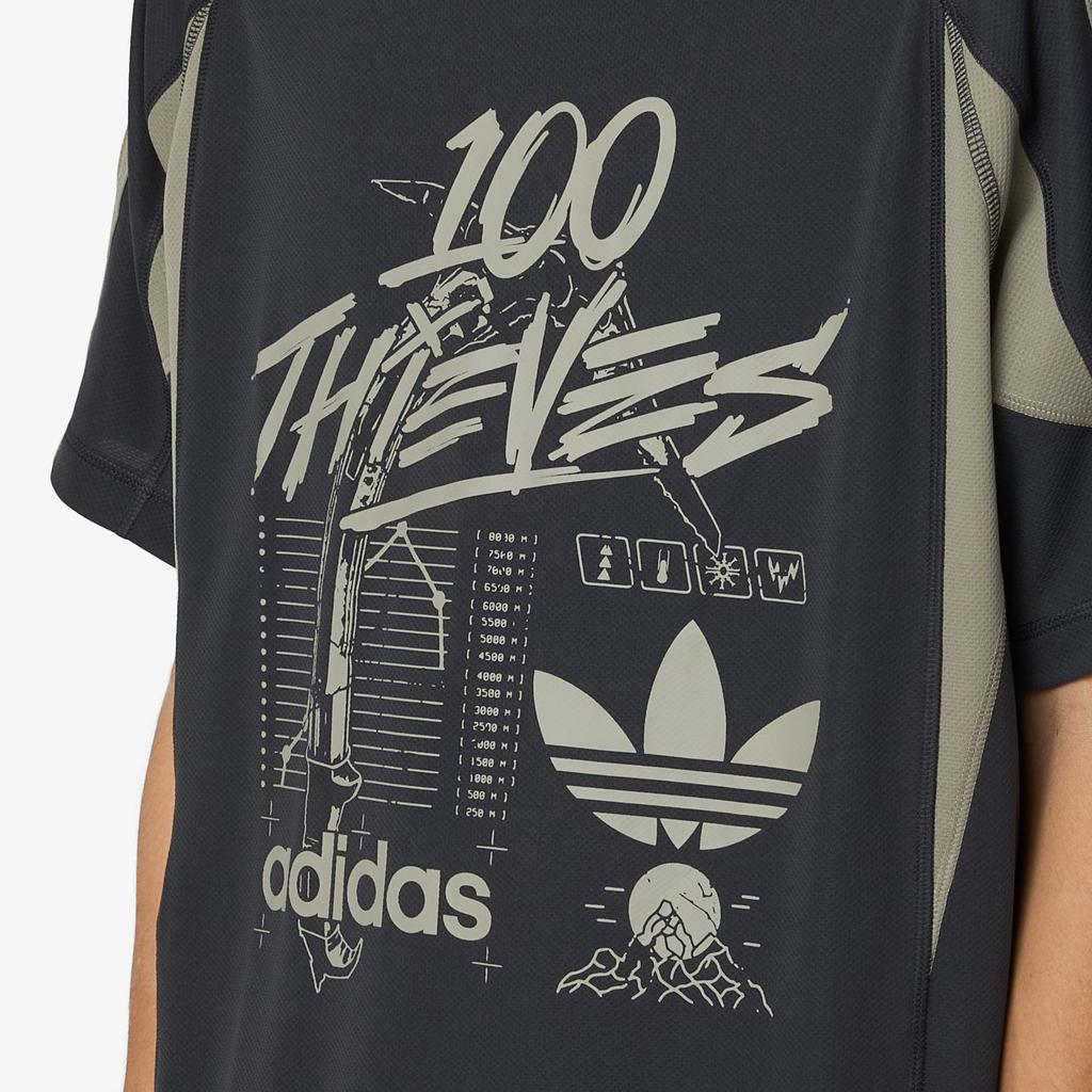 Adidas Оригинальная коллаборация Originals X 100 Thieves SS25 Минималистичная удобная футболка-пуловер с коротким рукавом Унисекс футболки Черная JM3259