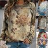 Women Hoodie Fashion Floral 3D Pullover Autumn Winter Vintage Printed Long Sleeve Round Neck Sweatshirt