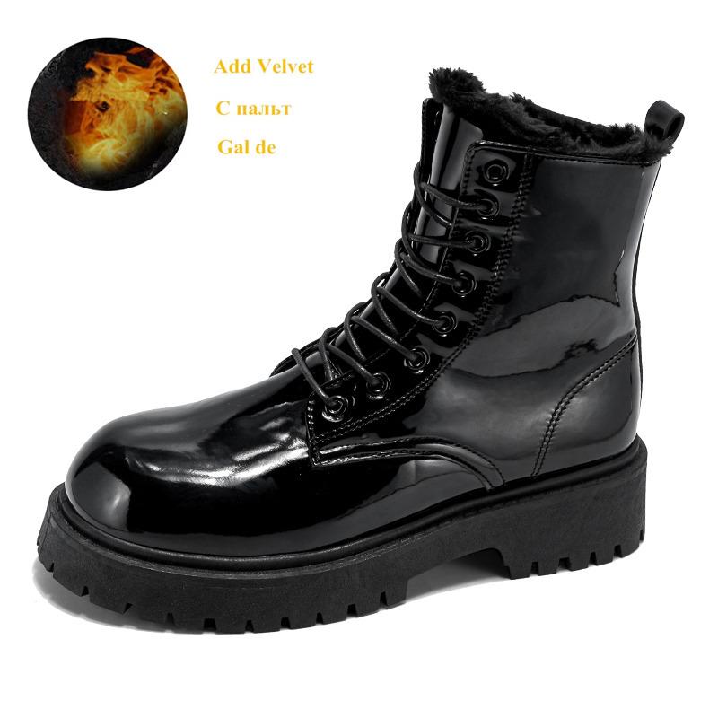 Классические модные черные блестящие кожаные ботинки для мужчин и женщин, увеличивающие рост ботинки на платформе, мужские ботильоны, мужские ботинки