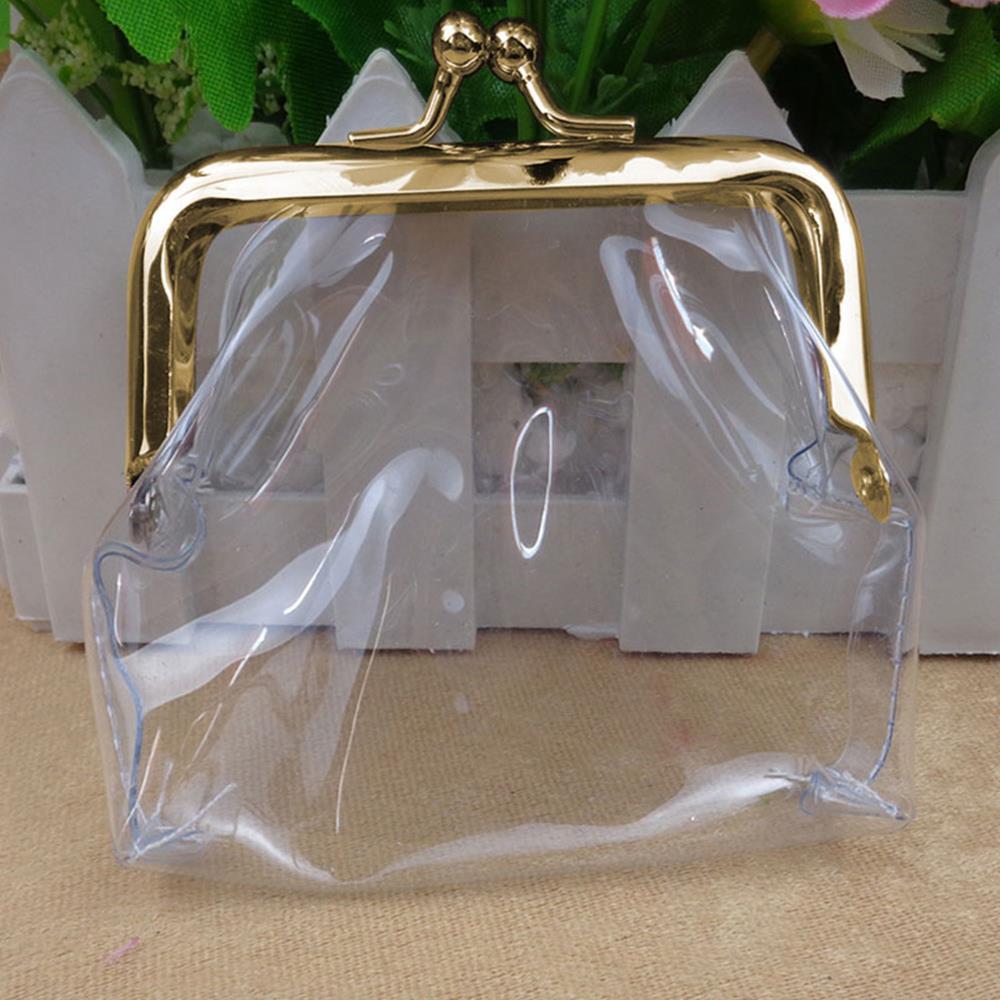 Transparent Coin Purse Multifunctional Lipstick Key Bags Card Holder Iron Mouth Clip Wallet Portable Storage Bag