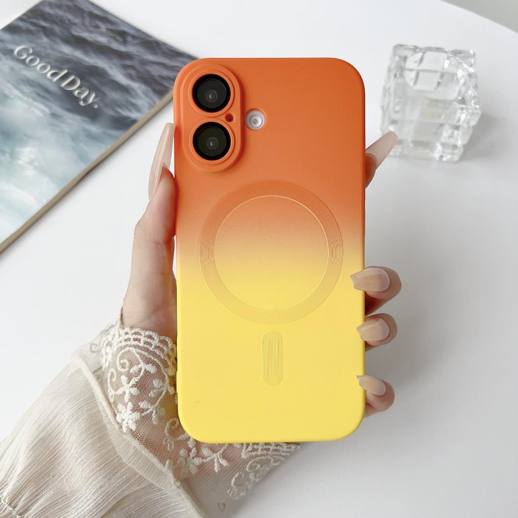 Всесторонняя защита от падений для iPhone 16, Apple 15plus, двухцветный градиентный магнитный чехол для телефона 14promax