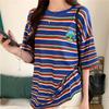 Летние футболки с коротким рукавом и радужными полосками для женщин, модные, забавные, с вышивкой в виде котиков, повседневные, свободные футболки в стиле Харадзюку, кавайные, студенческие футболки, топы y2k