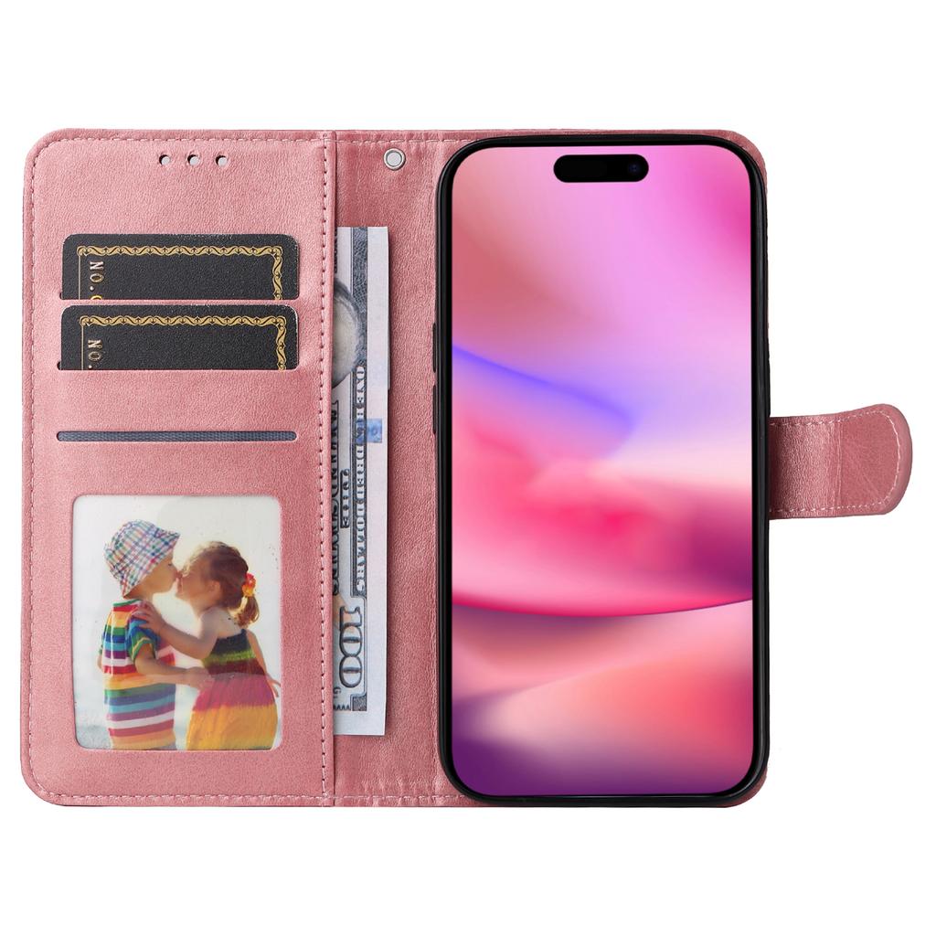 For iPhone 16 Case PU Leather Stand Phone Cover  with 3 Card Slots Wallet