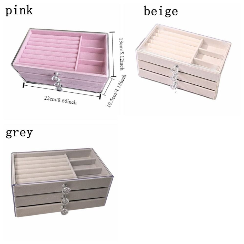 3-Tier Three Drawer Jewelry Box Dust-proof Earrings Jewelry Box Jewelry Storage Box  Home