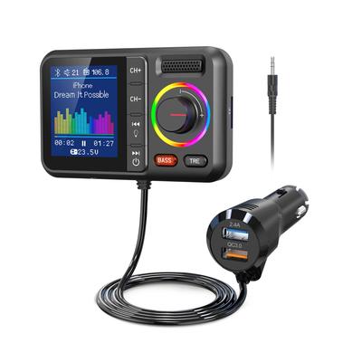 Беспроводной FM-передатчик 2.4A QC3.0 Dual USB быстрая зарядка Hands-Free Call Автомобильный AUX-адаптер MP3-плеер с большим цветным экраном