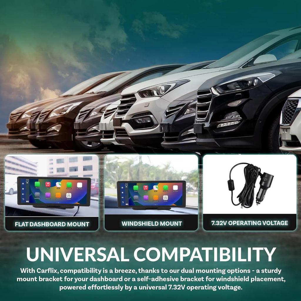 Беспроводной сенсорный экран Carplay с панелью приборов, WiFi, Bluetooth, Carplay, Android Auto, экран Carplay с GPS, голосом, FM и другими функциями, камера 10,26 и стерео,