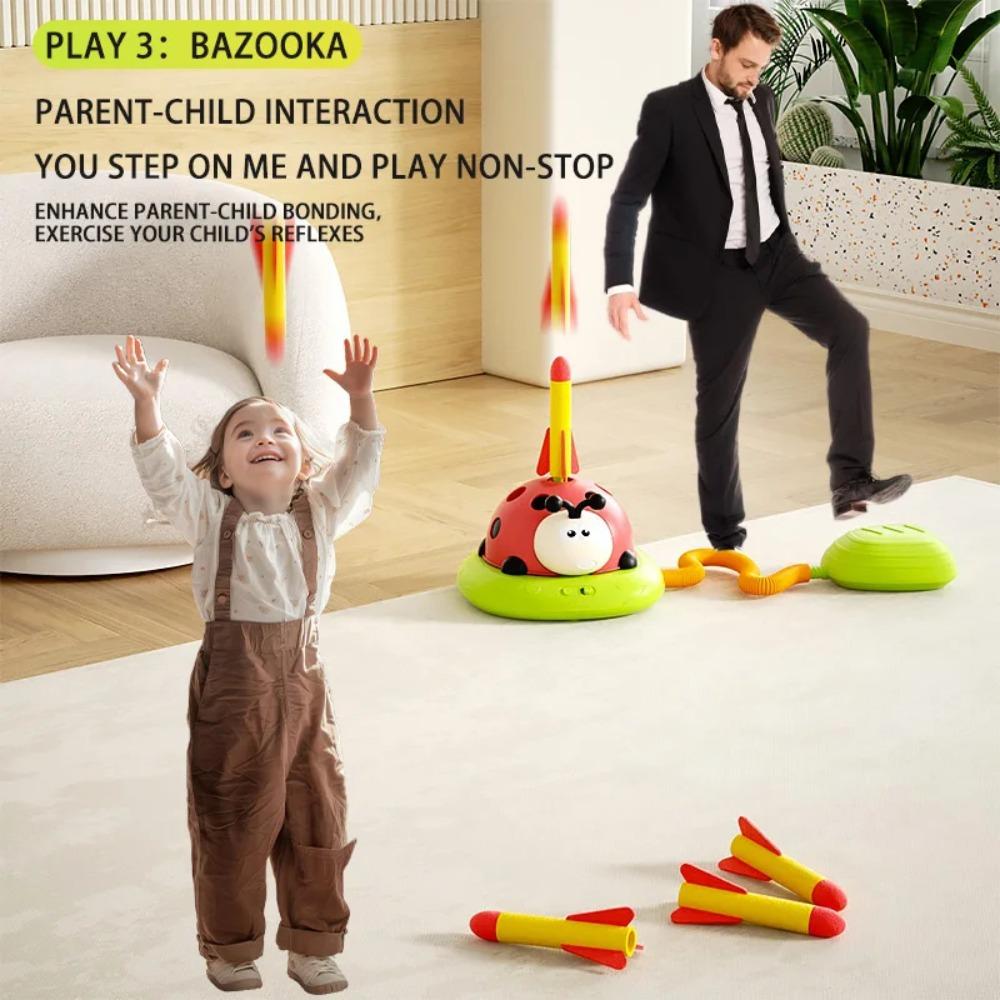 Ladybug Multifunctional Sports Educational Toy 5-in-1: Jump Rope Machine, Ring Toss, Jumping, Obstacle Avoidance, Rocket Launch Play. Children's Indoo