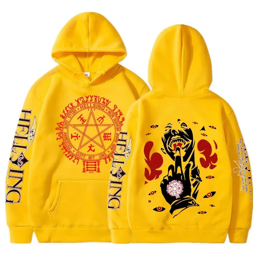 Anime Hellsing Hoodies Men Streetwear Fashion Manga Print Pullover Harajuku Unisex Oversized Long Sleeve Sweatshirts
