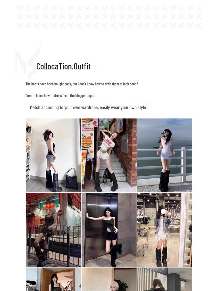 Женские ботфорты 2025 года на массивном каблуке - Большой обхват голенища, Ретро толстая подошва, Гофрированное голенище, Сапоги до колена.