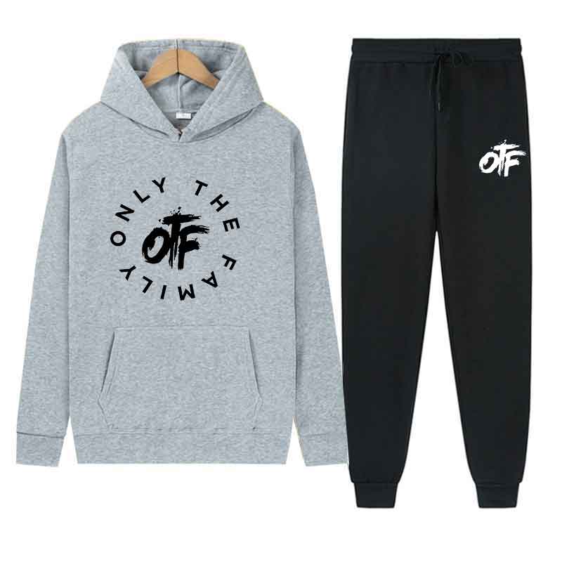 Весна Осень Мужской Только Семья Принт Повседневные 2 предмета Комплекты Индивидуальность Толстовки Уличная Мода Спортивный Костюм Худи Топы Облегающие брюки