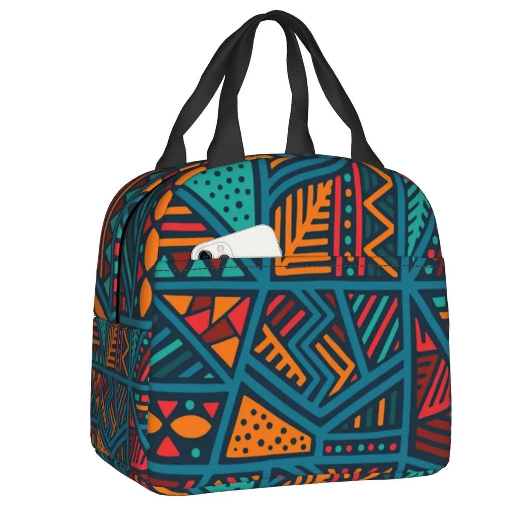 Пользовательские Африканский Анкара восковой принт желтый подушка сумка для обеда женский холодильник термоизолированный ланч-бокс для детей школьного возраста