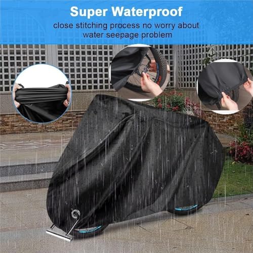 Large Waterproof Motorcycle Cover [420D Thick, Water Pressure Resistance 10,000mm] Motorcycle Body Cover, Tear-resistant, Heat-resistant, Melt-re