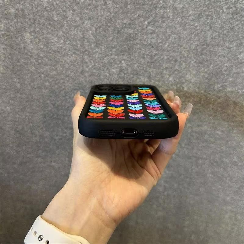 Красочный чехол-масляная живопись с сердцем для iPhone 16 E 15 14 13 12 Mini 11 Pro Max XS X 8 7 Plus SE Жидкий мягкий силиконовый задний чехол